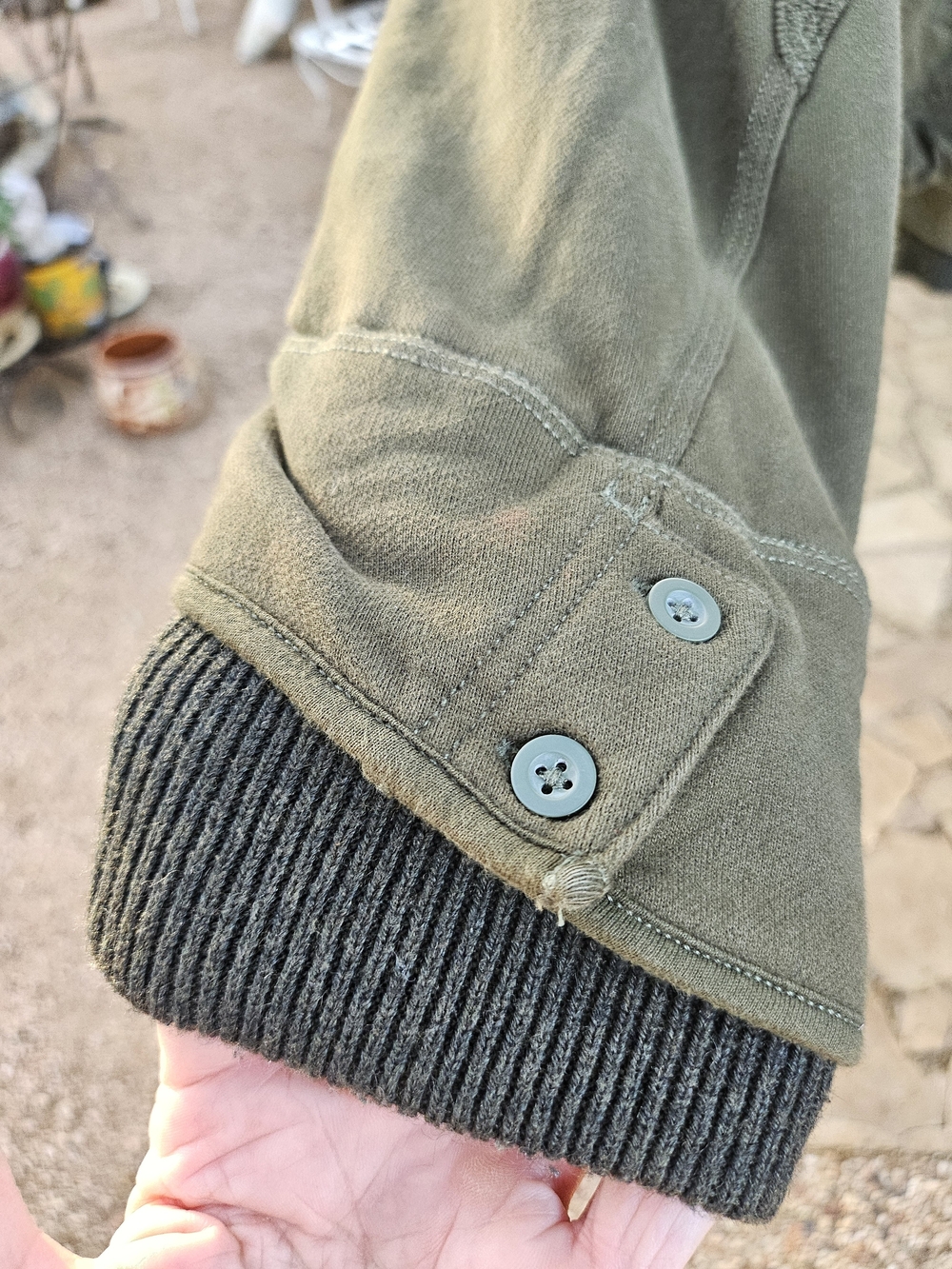 Free People FP Movement Olive Green Cotton Apex Pullover Shirt M Roomy - Picture 5 of 14